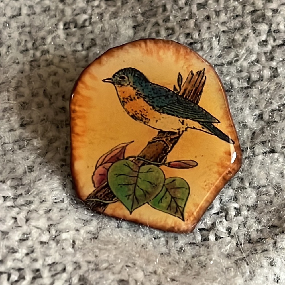 Vintage Bluebird Decoupage Pin